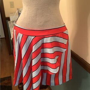 Alice & Olivia Faux Wrap Striped Silk Mini Skirt US 10